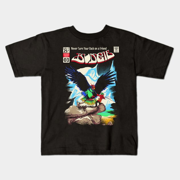 Budgie Band, Comic Cover style, Never Turn Back on a Friend Kids T-Shirt by Lima's